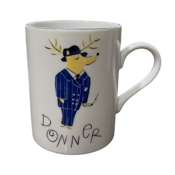 Pottery Barn Set Of 6 Reindeer Character Mugs Dancer Vixen Blitzen Made in Japan - Picture 4 of 11